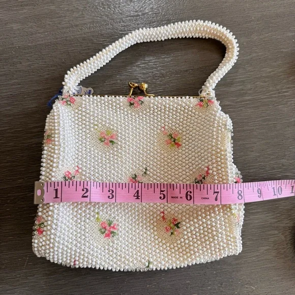 Vintage NWT Corde Bead Beaded Floral Purse Bag Deadstock - Picture 11 of 12